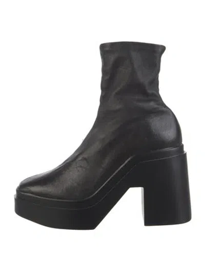 Pre-owned Robert Clergerie Leather Sock Boots In Black