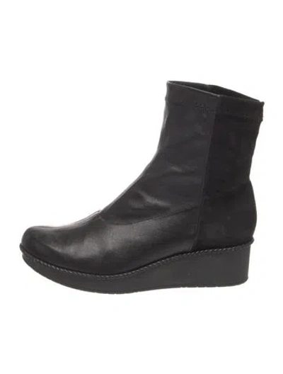 Pre-owned Robert Clergerie Leather Sock Boots In Black