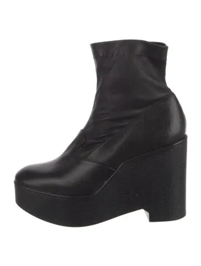 Pre-owned Robert Clergerie Leather Sock Boots In Black