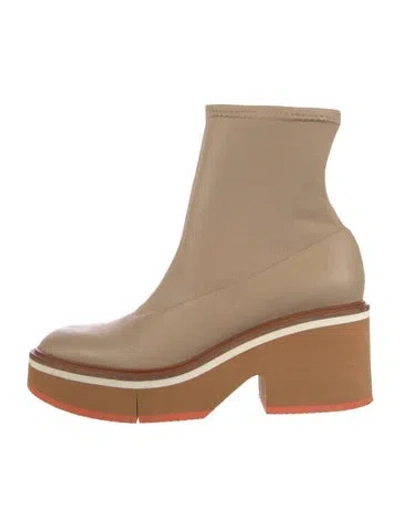 Pre-owned Robert Clergerie Leather Sock Boots In Brown