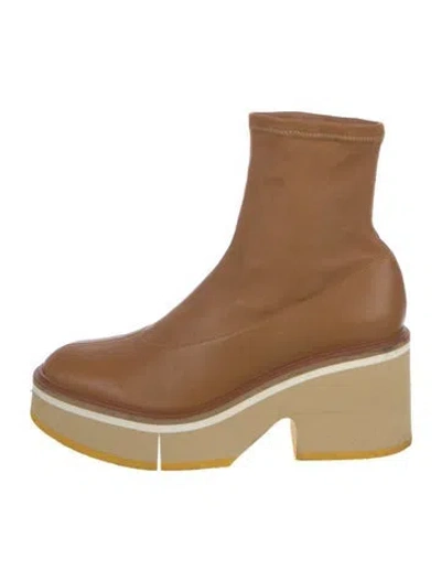 Pre-owned Robert Clergerie Leather Sock Boots In Brown