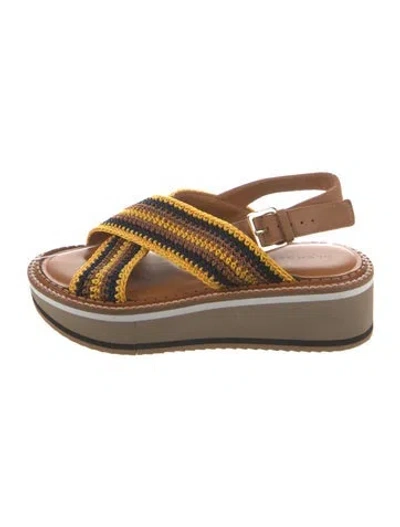 Pre-owned Robert Clergerie Leather Striped Sandals In Black
