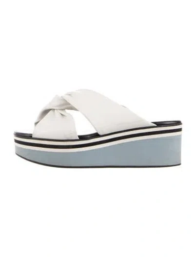 Pre-owned Robert Clergerie Leather Striped Slides In Blue