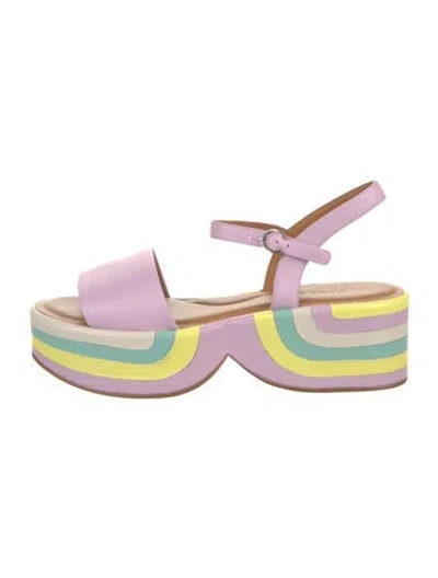 Pre-owned Robert Clergerie Leather Striped Slingback Sandals In Purple