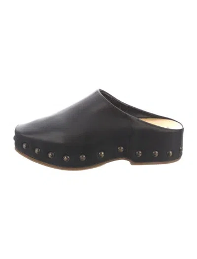 Pre-owned Robert Clergerie Leather Studded Accents Mules In Black