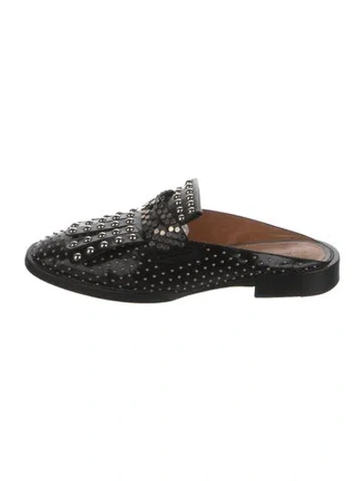 Pre-owned Robert Clergerie Leather Studded Accents Mules In Black