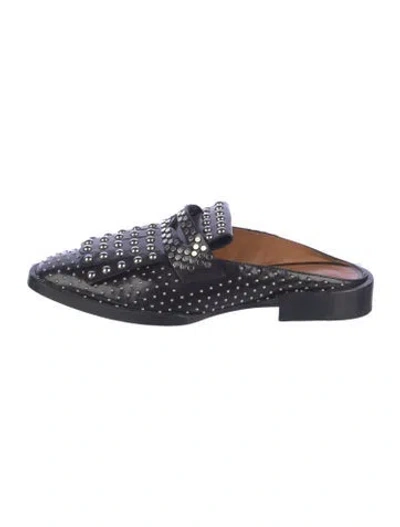 Pre-owned Robert Clergerie Leather Studded Accents Mules In Blue