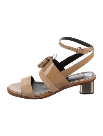 Pre-owned Robert Clergerie Leather Tassel Accents Sandals In Brown