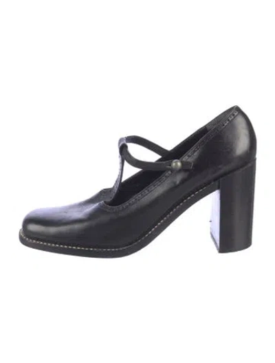 Pre-owned Robert Clergerie Leather T-strap Pumps In Black/blue