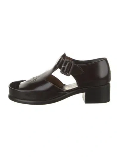 Pre-owned Robert Clergerie Leather T-strap Pumps In Brown