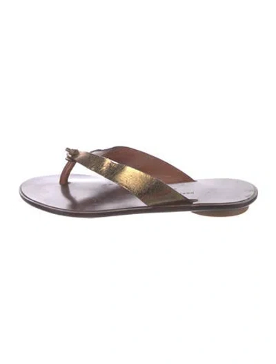 Pre-owned Robert Clergerie Leather T-strap Sandals In Brown