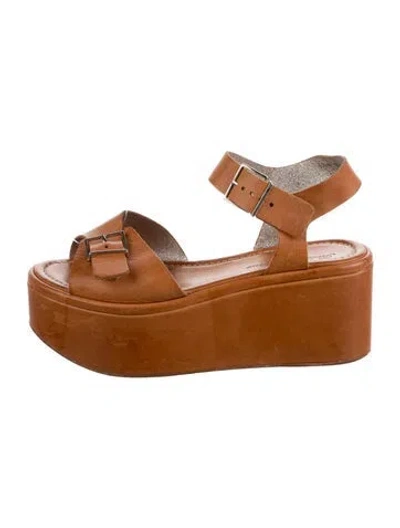 Pre-owned Robert Clergerie Leather T-strap Sandals In Brown