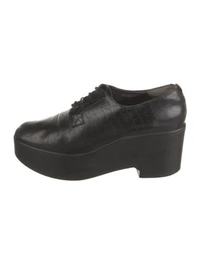 Pre-owned Robert Clergerie Leather Wedge Sneakers In Black