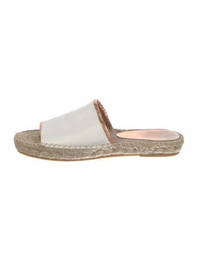 Pre-owned Robert Clergerie Leather Whipstitch Trim Espadrilles In White