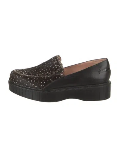 Pre-owned Robert Clergerie Leather Whipstitch Trim Loafers In Black