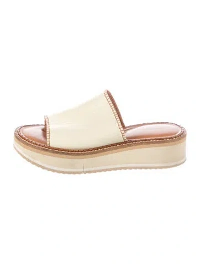 Pre-owned Robert Clergerie Leather Whipstitch Trim Slides In Neutral