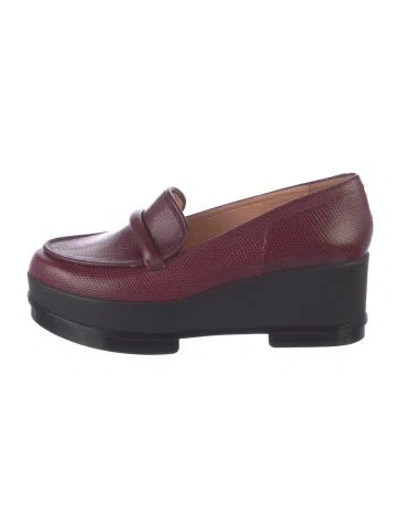 Pre-owned Robert Clergerie Lizard Loafers In Burgundy