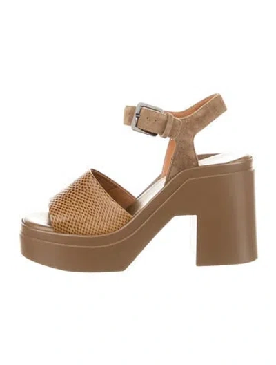 Pre-owned Robert Clergerie Patent Leather Animal Print Sandals In Brown/neutrals