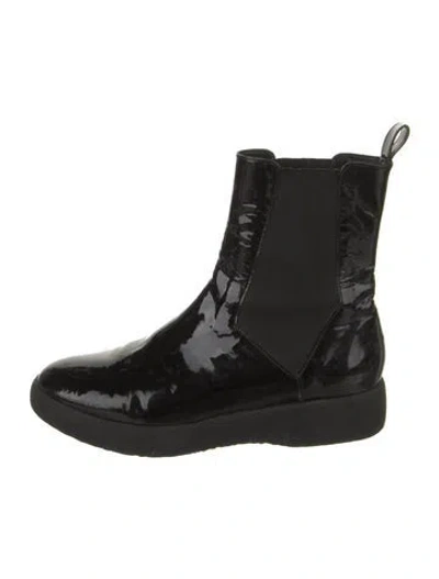 Pre-owned Robert Clergerie Patent Leather Chelsea Boots In Black