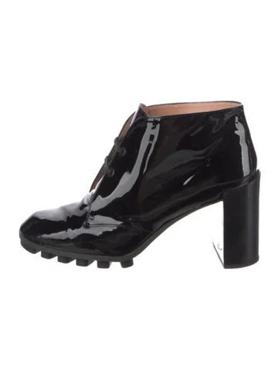 Pre-owned Robert Clergerie Patent Leather Combat Boots In Black