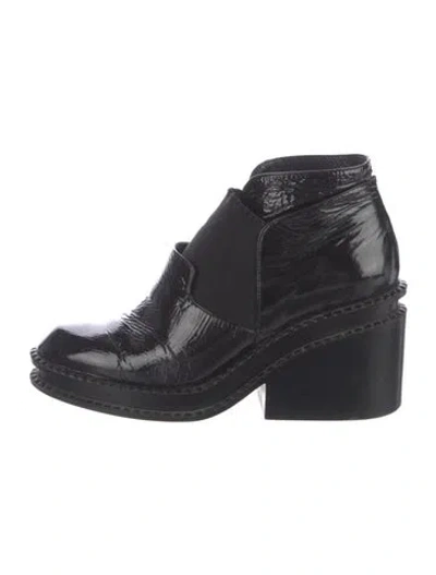 Pre-owned Robert Clergerie Patent Leather Combat Boots In Black