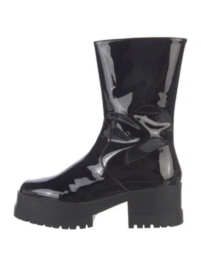 Pre-owned Robert Clergerie Patent Leather Combat Boots In Black
