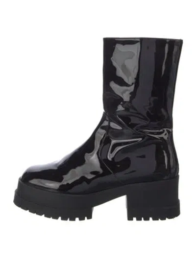 Pre-owned Robert Clergerie Patent Leather Combat Boots In Blue