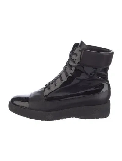 Pre-owned Robert Clergerie Patent Leather Combat Boots In Blue