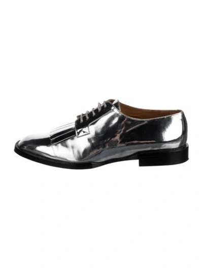 Pre-owned Robert Clergerie Patent Leather Fringe Trim Accent Sneakers In Silver