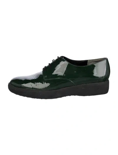 Pre-owned Robert Clergerie Patent Leather Oxfords In Green