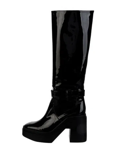 Pre-owned Robert Clergerie Patent Leather Rain Boots In Black