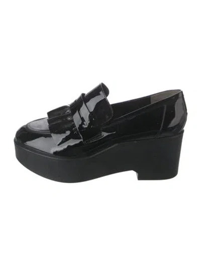 Pre-owned Robert Clergerie Patent Leather Ruffle Embellishment Pumps In Black