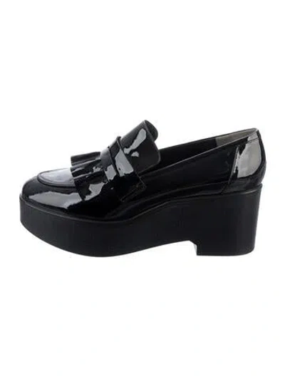 Pre-owned Robert Clergerie Patent Leather Ruffle Embellishment Pumps In Black