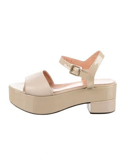 Pre-owned Robert Clergerie Patent Leather Sandals In Neutrals