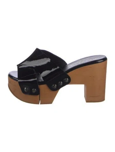 Pre-owned Robert Clergerie Patent Leather Slides W/ Tags In Multi