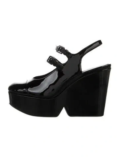 Pre-owned Robert Clergerie Patent Leather Slingback Pumps In Black