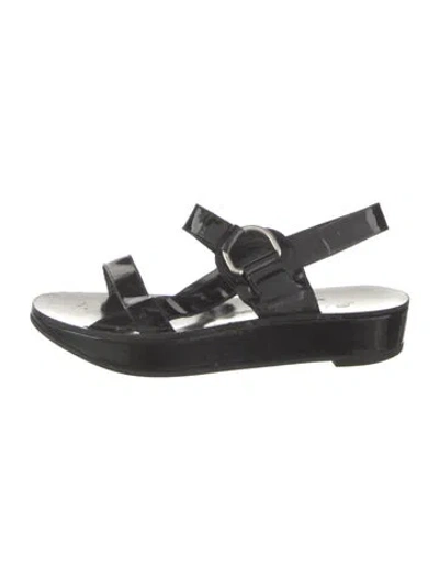 Pre-owned Robert Clergerie Patent Leather Slingback Sandals In Black