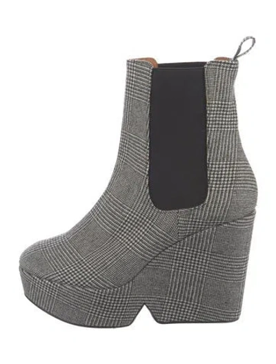 Pre-owned Robert Clergerie Plaid Print Chelsea Boots In Grey