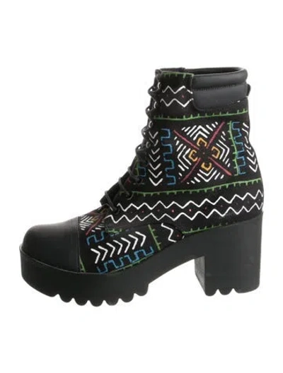 Pre-owned Robert Clergerie Printed Combat Boots In Green