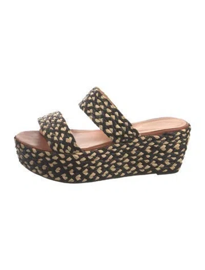 Pre-owned Robert Clergerie Raffia Animal Print Slides In Multi