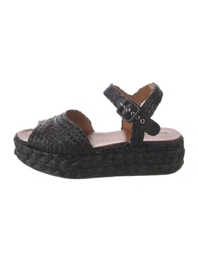 Pre-owned Robert Clergerie Raffia Braided Accents Pumps In Black