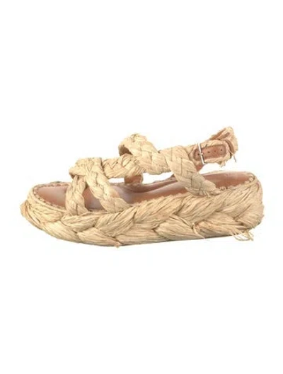 Pre-owned Robert Clergerie Raffia Braided Accents Sandals In Neutrals