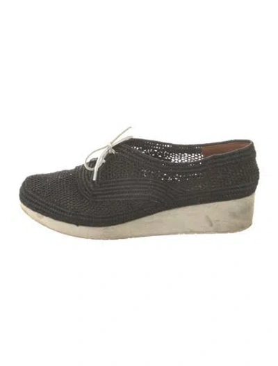 Pre-owned Robert Clergerie Raffia Colorblock Pattern Oxfords In Black