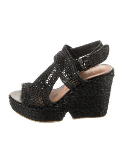 Pre-owned Robert Clergerie Raffia Espadrilles In Black