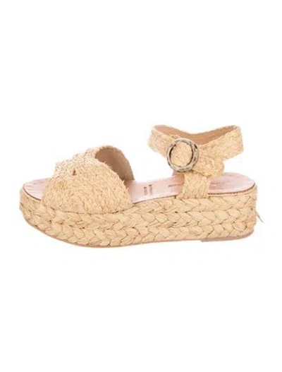 Pre-owned Robert Clergerie Raffia Espadrilles In Neutral