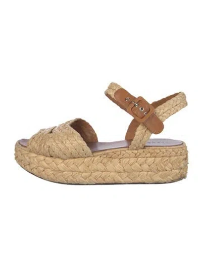 Pre-owned Robert Clergerie Raffia Espadrilles In Neutrals