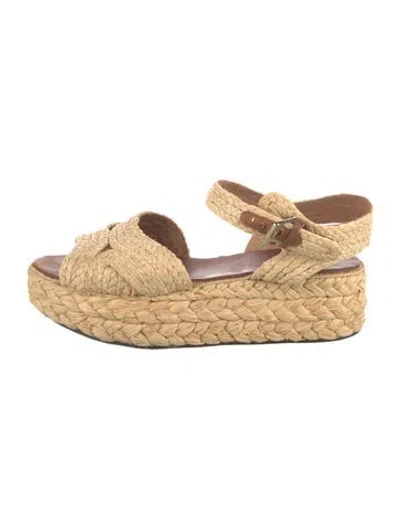 Pre-owned Robert Clergerie Raffia Espadrilles In Neutrals