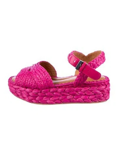 Pre-owned Robert Clergerie Raffia Espadrilles In Pink