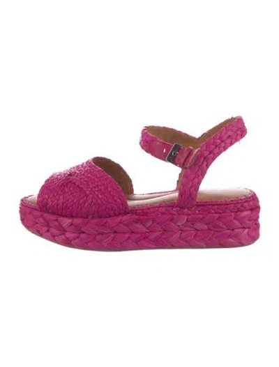 Pre-owned Robert Clergerie Raffia Espadrilles In Pink