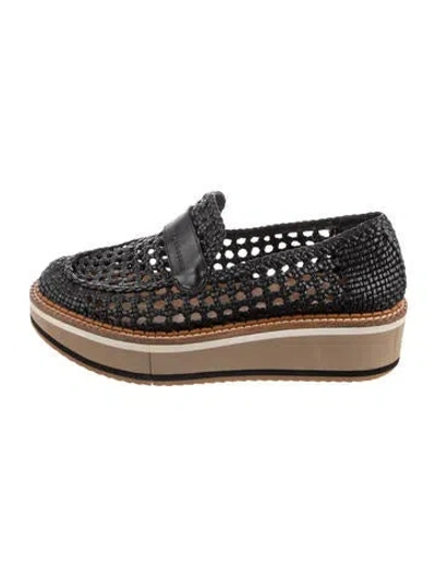 Pre-owned Robert Clergerie Raffia Loafers In Black
